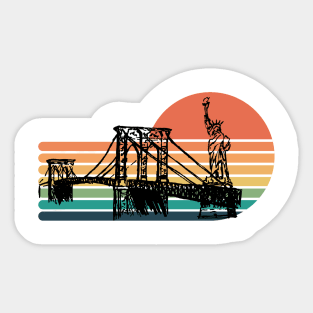 The Bridge and Statue of Liberty Sticker